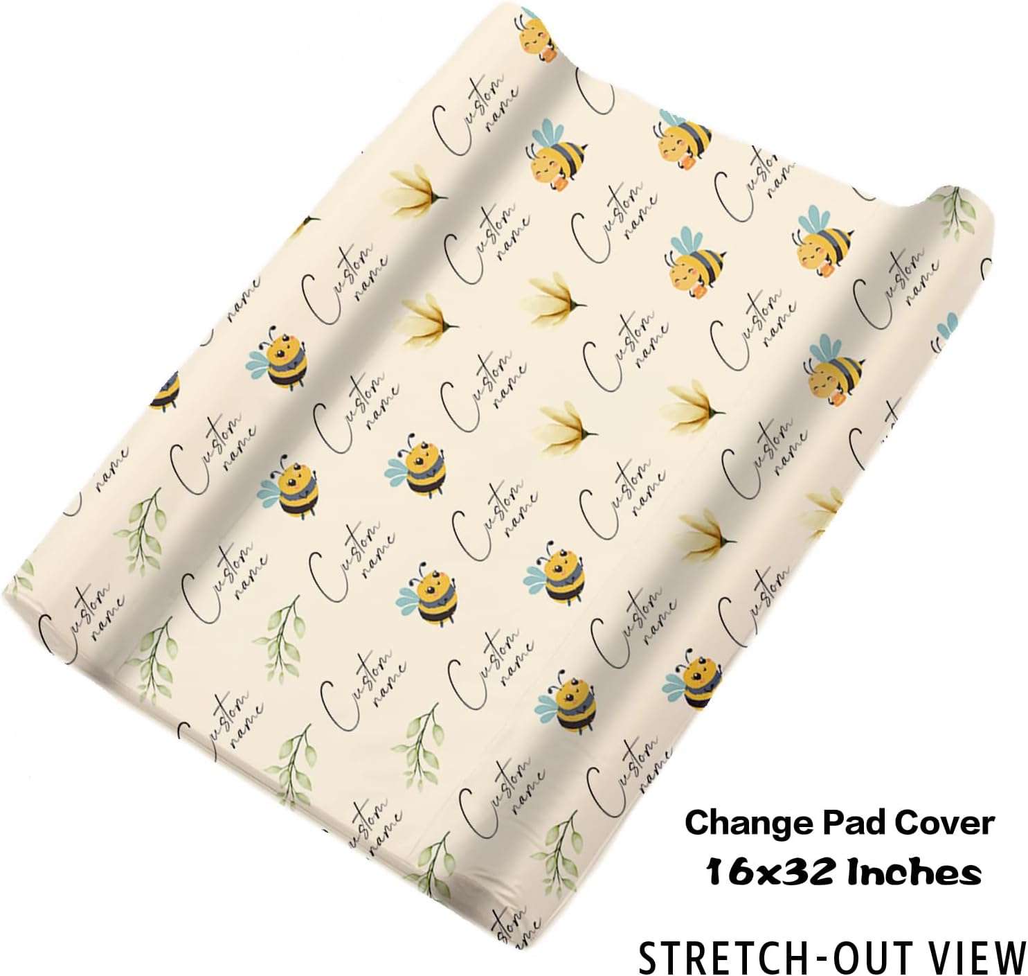 Personalized Baby Crib Bedding Set- 4 Piece Custom Gift Crib Bed Set with Name - Yellow Bee Design, Nursery Bedding Set for Baby Girls,Newborn Girls Crib Sets, Crib Bedding Shower Gifts - 4