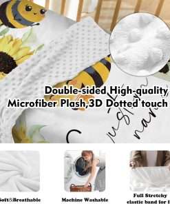 Personalized Baby Crib Bedding Set- 4 Piece Custom Gift Crib Bed Set with Name - Yellow Bee Design, Nursery Bedding Set for Baby Girls,Newborn Girls Crib Sets, Crib Bedding Shower Gifts - 5