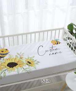 Personalized Baby Crib Bedding Set- 4 Piece Custom Gift Crib Bed Set with Name - Yellow Bee Design, Nursery Bedding Set for Baby Girls,Newborn Girls Crib Sets, Crib Bedding Shower Gifts - 6