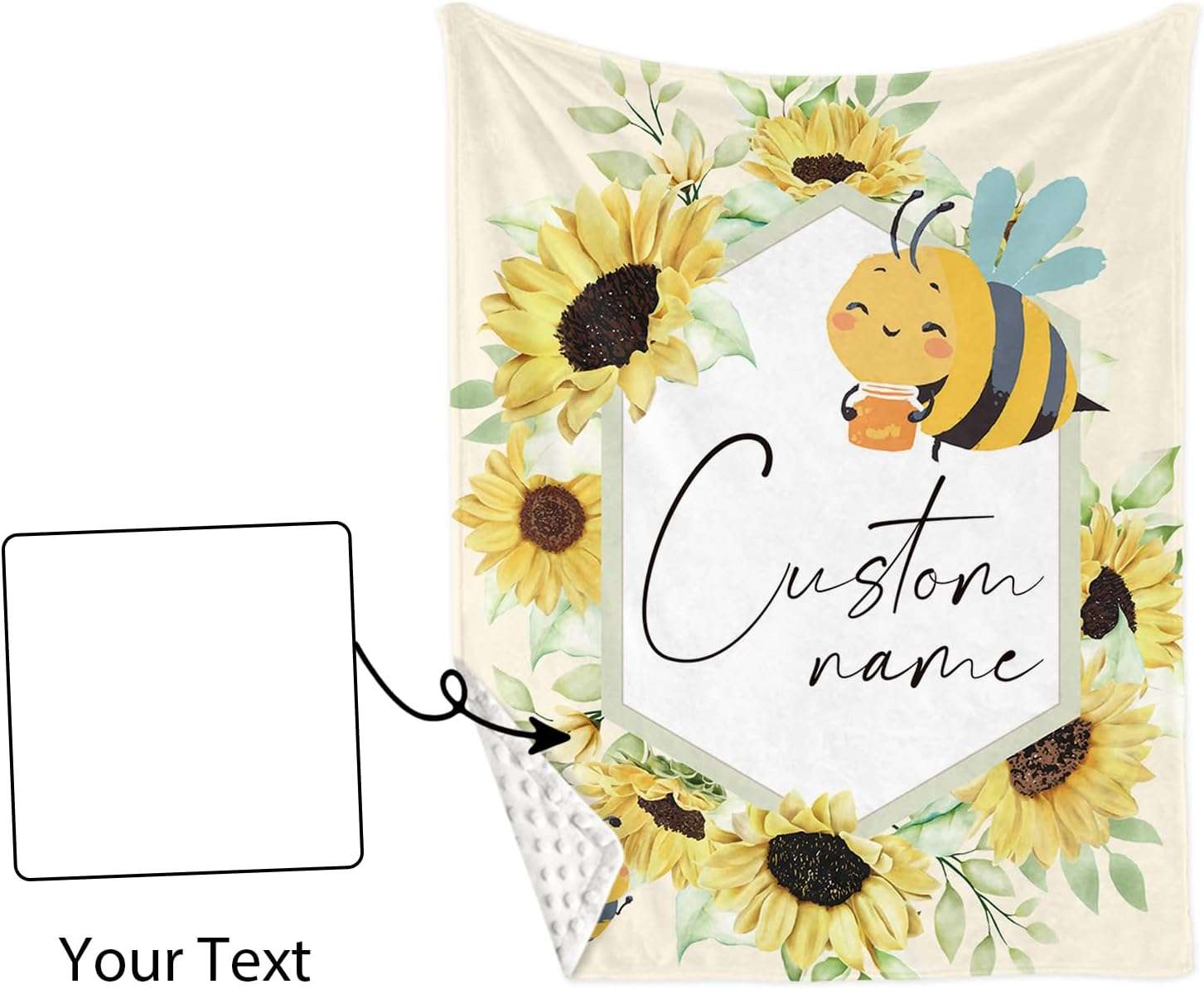 Personalized Baby Crib Bedding Set- 4 Piece Custom Gift Crib Bed Set with Name - Yellow Bee Design, Nursery Bedding Set for Baby Girls,Newborn Girls Crib Sets, Crib Bedding Shower Gifts - 8