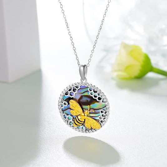 Tree of Life-Mandala-Triple Moon Goddess-Sunflower-Yoga Lotus-Bee Necklace 925 Sterling Silver Necklace for Women Girls - 3