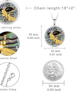 Tree of Life-Mandala-Triple Moon Goddess-Sunflower-Yoga Lotus-Bee Necklace 925 Sterling Silver Necklace for Women Girls - 4