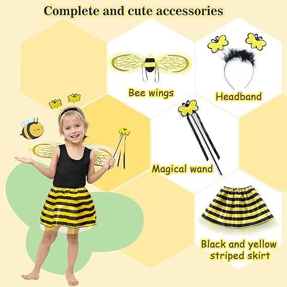 Fairycece Bee Costume Toddler Kids Girls Bumble Bee Halloween Accessories - 2