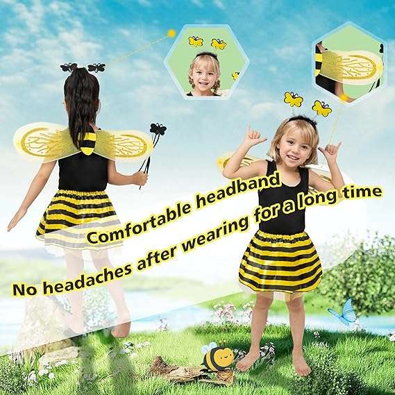 Fairycece Bee Costume Toddler Kids Girls Bumble Bee Halloween Accessories - 4