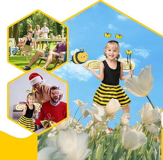 Fairycece Bee Costume Toddler Kids Girls Bumble Bee Halloween Accessories - 5