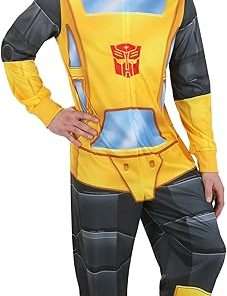 Fun Costumes Adult Transformers Bumblebee Union Suit, Hooded Jumpsuit with All-Over Printed Graphics, Officially Licensed - 3