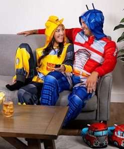 Fun Costumes Adult Transformers Bumblebee Union Suit, Hooded Jumpsuit with All-Over Printed Graphics, Officially Licensed - 4