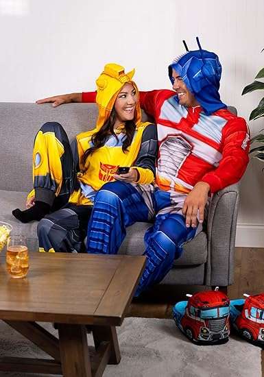 Fun Costumes Adult Transformers Bumblebee Union Suit, Hooded Jumpsuit with All-Over Printed Graphics, Officially Licensed - 4