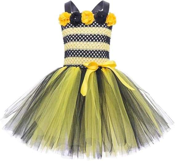 Girls Honeybee Costume Birthday Party Dress Halloween Cosplay Outfits - 1