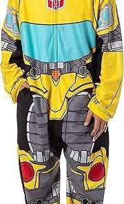 INTIMO Transformers Men's Retro Character Union Suit One Piece Costume Pajama Outfit Optimus Prime Bumblebee - 1