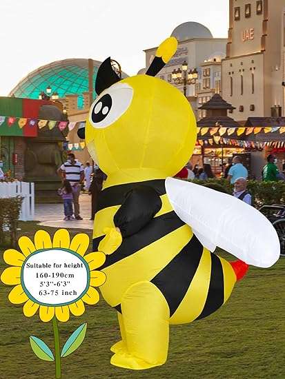Inflatable Bumble Bee Costume Men Women Full Body Bee Blow Up Costumes Adult Funny Halloween Insects Outfit - 2