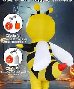 Inflatable Bumble Bee Costume Men Women Full Body Bee Blow Up Costumes Adult Funny Halloween Insects Outfit - 4
