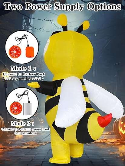 Inflatable Bumble Bee Costume Men Women Full Body Bee Blow Up Costumes Adult Funny Halloween Insects Outfit - 4