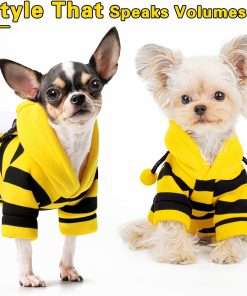 Adorable Bumblebee Halloween Costume Hoodie for Medium Dogs- Featuring Fun Wings and a Cozy Black and Yellow Sweatshirt Design, Perfect for Cosplay - 4