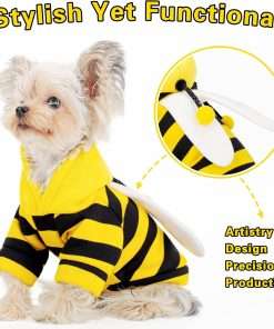 Adorable Bumblebee Halloween Costume Hoodie for Medium Dogs- Featuring Fun Wings and a Cozy Black and Yellow Sweatshirt Design, Perfect for Cosplay - 5
