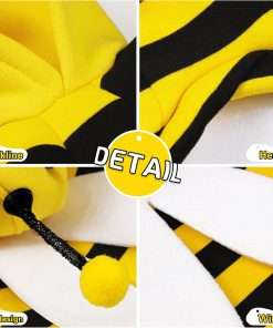 Adorable Bumblebee Halloween Costume Hoodie for Medium Dogs- Featuring Fun Wings and a Cozy Black and Yellow Sweatshirt Design, Perfect for Cosplay - 6