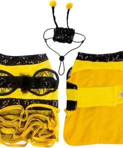 Bee Dog Costume - Bumblebee Dress for Small & Medium Dogs & Cats - Funny Halloween Outfit with Cap - 5