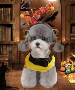 Bee Dog Costume - Bumblebee Dress for Small & Medium Dogs & Cats - Funny Halloween Outfit with Cap - 6