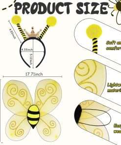 Bee Dog Headband and Wings Costume Set, Bee Wings Headband Accessories for Large Dog Halloween Christmas Birthday Festival Party Cosplay - 5