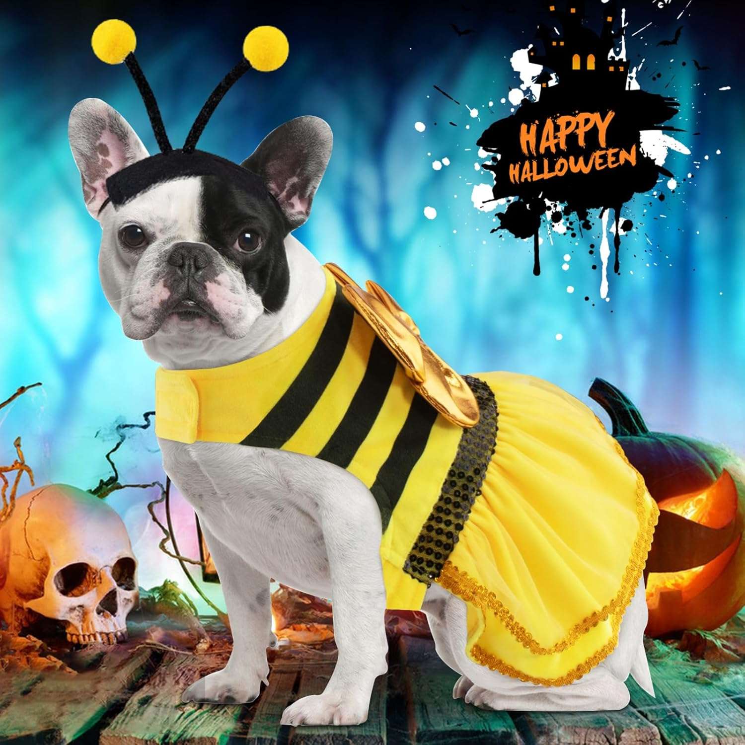 Dog Bee Costume Dog Halloween Costume, Bumble Bee Dog Costume Pet Costumes for Small Medium Dogs Puppy Cats, Dog Costumes Dress Dog Cosplay Party Clothes Outfit - 2