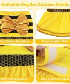 Dog Bee Costume Dog Halloween Costume, Bumble Bee Dog Costume Pet Costumes for Small Medium Dogs Puppy Cats, Dog Costumes Dress Dog Cosplay Party Clothes Outfit - 4