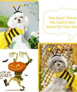 Dog Bee Costume Dog Halloween Costume, Bumble Bee Dog Costume Pet Costumes for Small Medium Dogs Puppy Cats, Dog Costumes Dress Dog Cosplay Party Clothes Outfit - 5