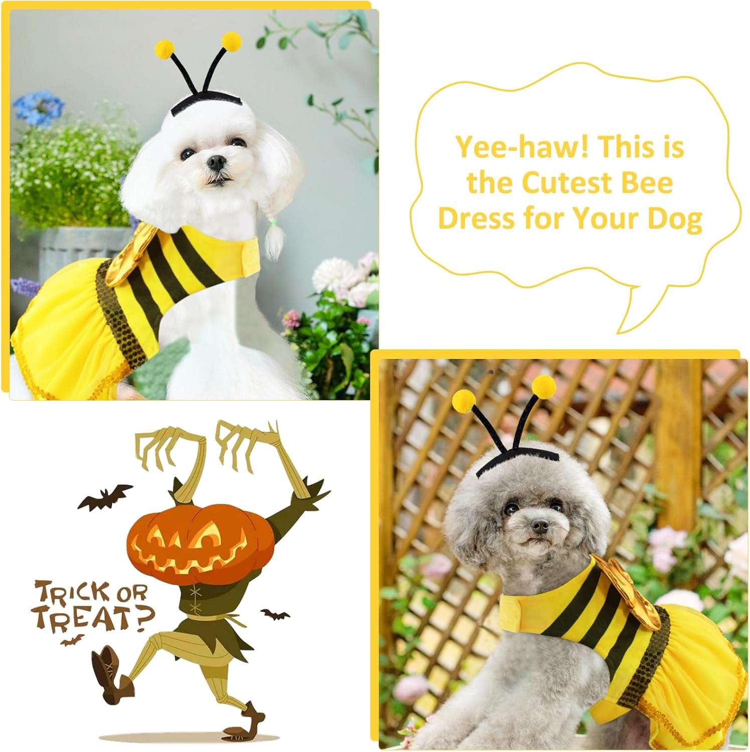 Dog Bee Costume Dog Halloween Costume, Bumble Bee Dog Costume Pet Costumes for Small Medium Dogs Puppy Cats, Dog Costumes Dress Dog Cosplay Party Clothes Outfit - 5
