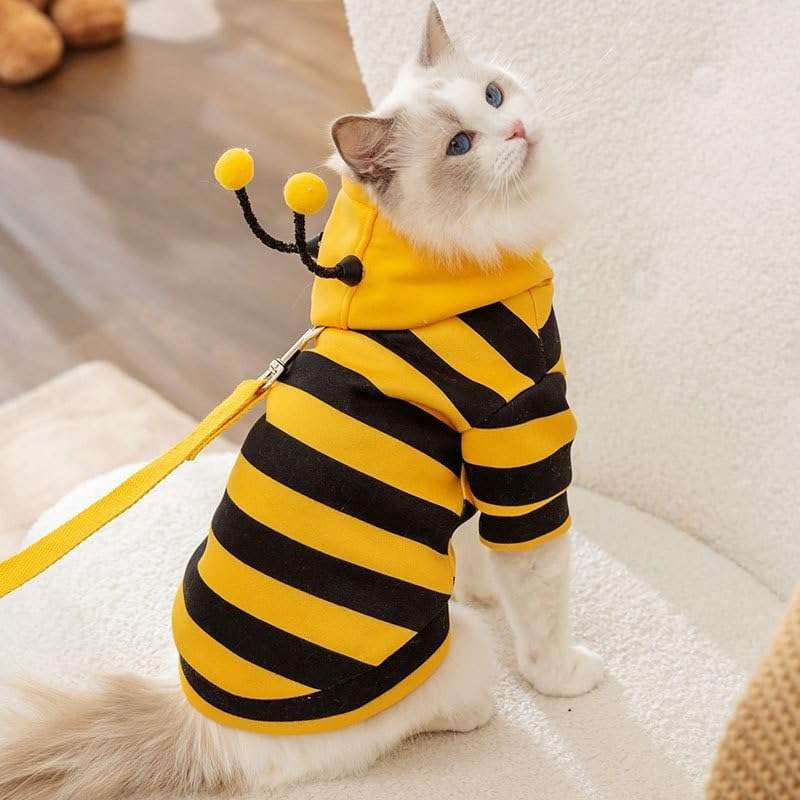 Selena Cat Bee Antennae Costume Hoodies Cute Bee Stripes Dog Kitten Puppy Pet Apparel - 2