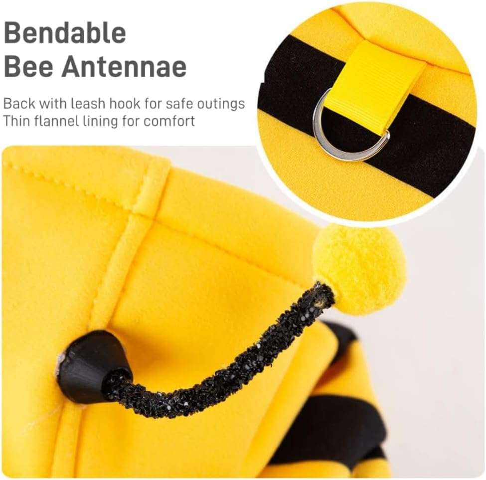 Selena Cat Bee Antennae Costume Hoodies Cute Bee Stripes Dog Kitten Puppy Pet Apparel - 5