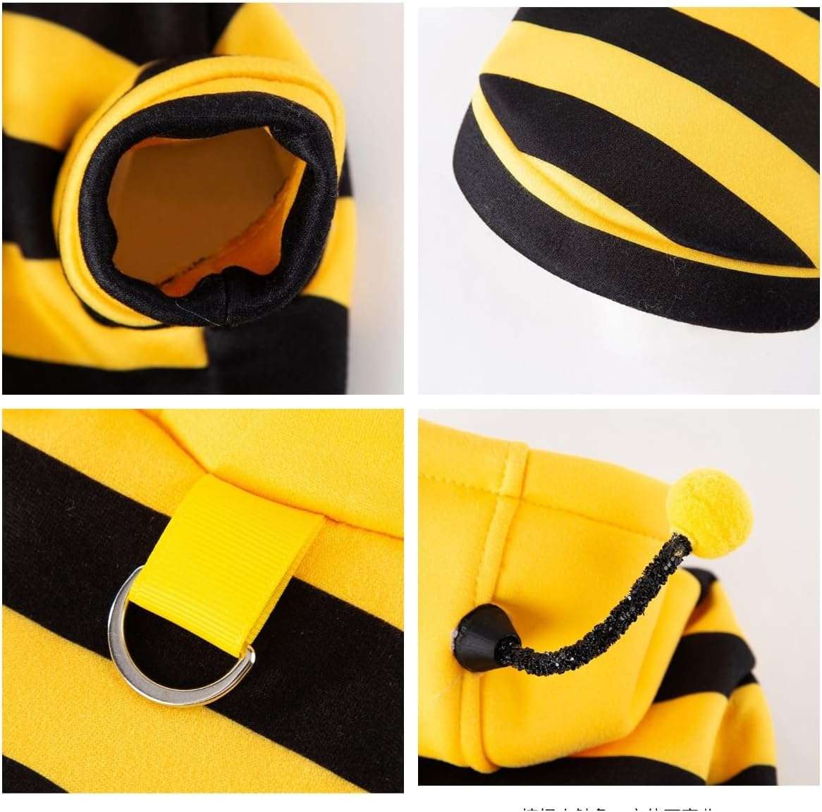 Selena Cat Bee Antennae Costume Hoodies Cute Bee Stripes Dog Kitten Puppy Pet Apparel - 6