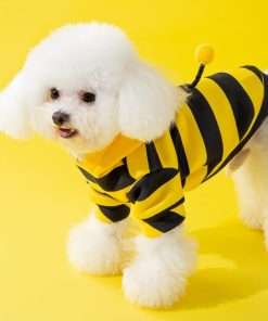 Warm Dog Clothes for Small Dogs Funny Cat Apparel Winter Autumn Hoodie Puppy Kitten Coats Pet Bee Costume for Halloween Christmas (Small), Yellow - 2