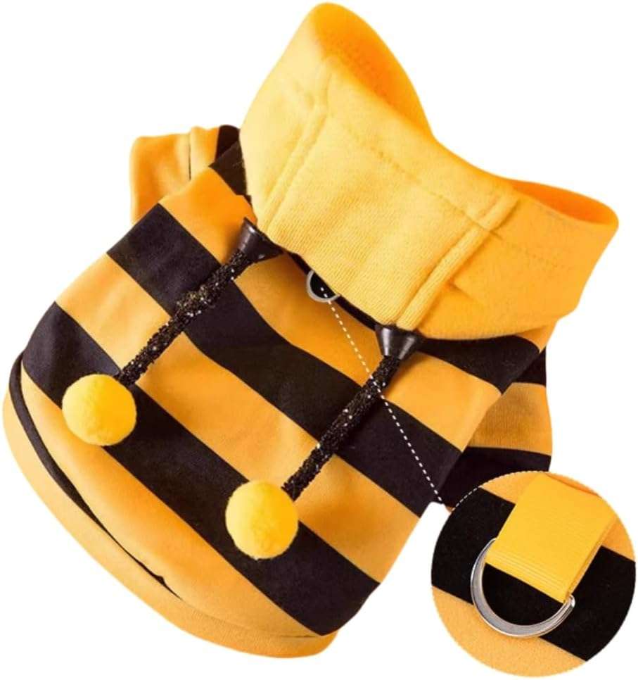 Warm Dog Clothes for Small Dogs Funny Cat Apparel Winter Autumn Hoodie Puppy Kitten Coats Pet Bee Costume for Halloween Christmas (Small), Yellow - 5