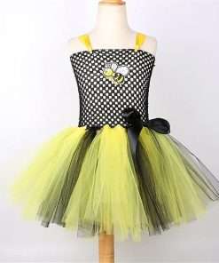 Bee Costume Accessories For Kids Girls With Bee Wings Antenna Headband Bee Galsses Yellow Tutu Toddler Dress Coat - 3