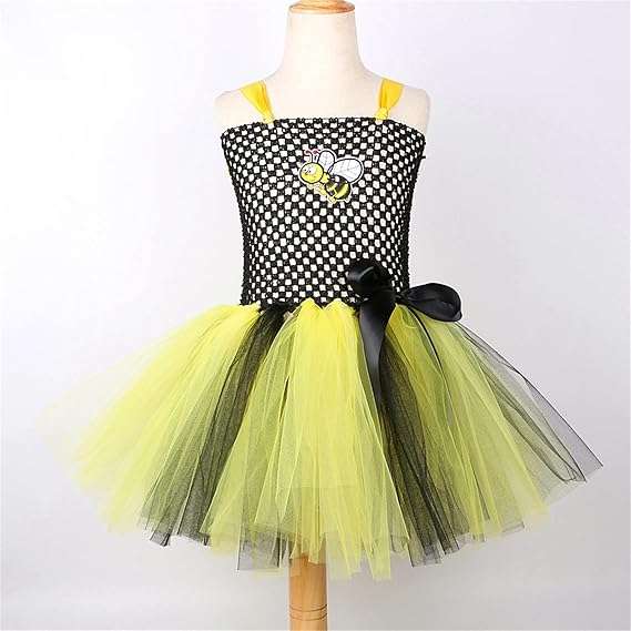 Bee Costume Accessories For Kids Girls With Bee Wings Antenna Headband Bee Galsses Yellow Tutu Toddler Dress Coat - 3
