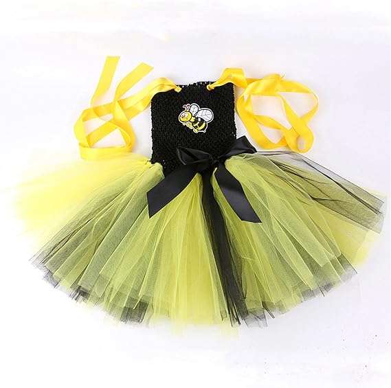 Bee Costume Accessories For Kids Girls With Bee Wings Antenna Headband Bee Galsses Yellow Tutu Toddler Dress Coat - 5