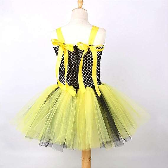 Bee Costume Accessories For Kids Girls With Bee Wings Antenna Headband Bee Galsses Yellow Tutu Toddler Dress Coat - 6
