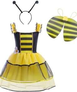 Lito Angels Honey Bumble Bee Fancy Dress Costume Set with Wings and Hair Hoop for Toddler Little Girls Size 4T - 10 - 1