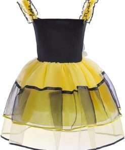 Lito Angels Honey Bumble Bee Fancy Dress Costume Set with Wings and Hair Hoop for Toddler Little Girls Size 4T - 10 - 2