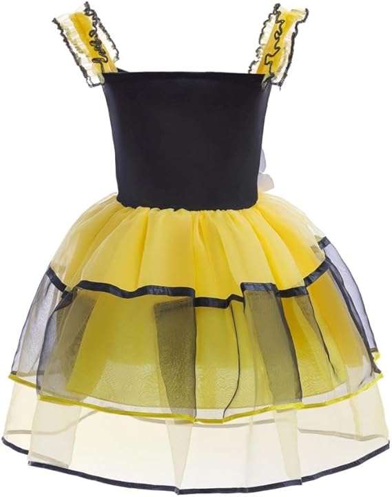 Lito Angels Honey Bumble Bee Fancy Dress Costume Set with Wings and Hair Hoop for Toddler Little Girls Size 4T - 10 - 2
