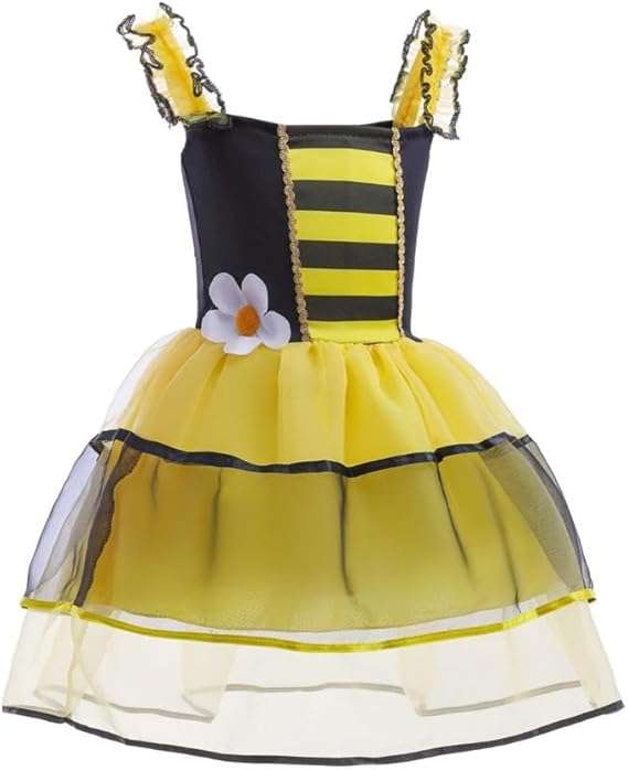 Lito Angels Honey Bumble Bee Fancy Dress Costume Set with Wings and Hair Hoop for Toddler Little Girls Size 4T - 10 - 3