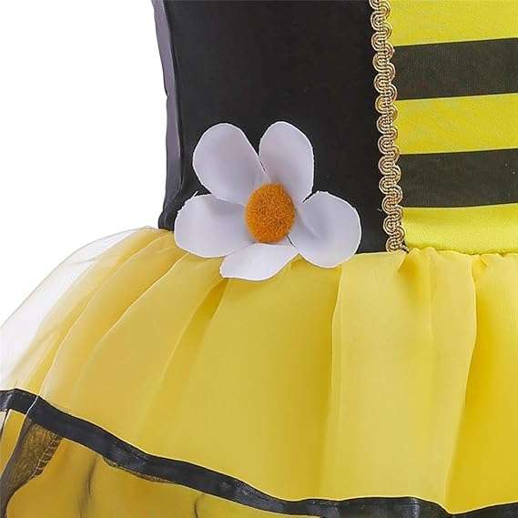 Lito Angels Honey Bumble Bee Fancy Dress Costume Set with Wings and Hair Hoop for Toddler Little Girls Size 4T - 10 - 4