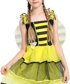 Lito Angels Honey Bumble Bee Fancy Dress Costume Set with Wings and Hair Hoop for Toddler Little Girls Size 4T - 10 - 6