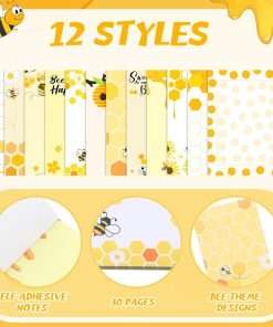 12 Pieces Bee Sticky Notes Bee Notepads Gifts 3x4 Inch Adhesive Honey Memo Notes for Women to Do List for Memo Reminder List for Office Home Supplies Teachers Gift - 2