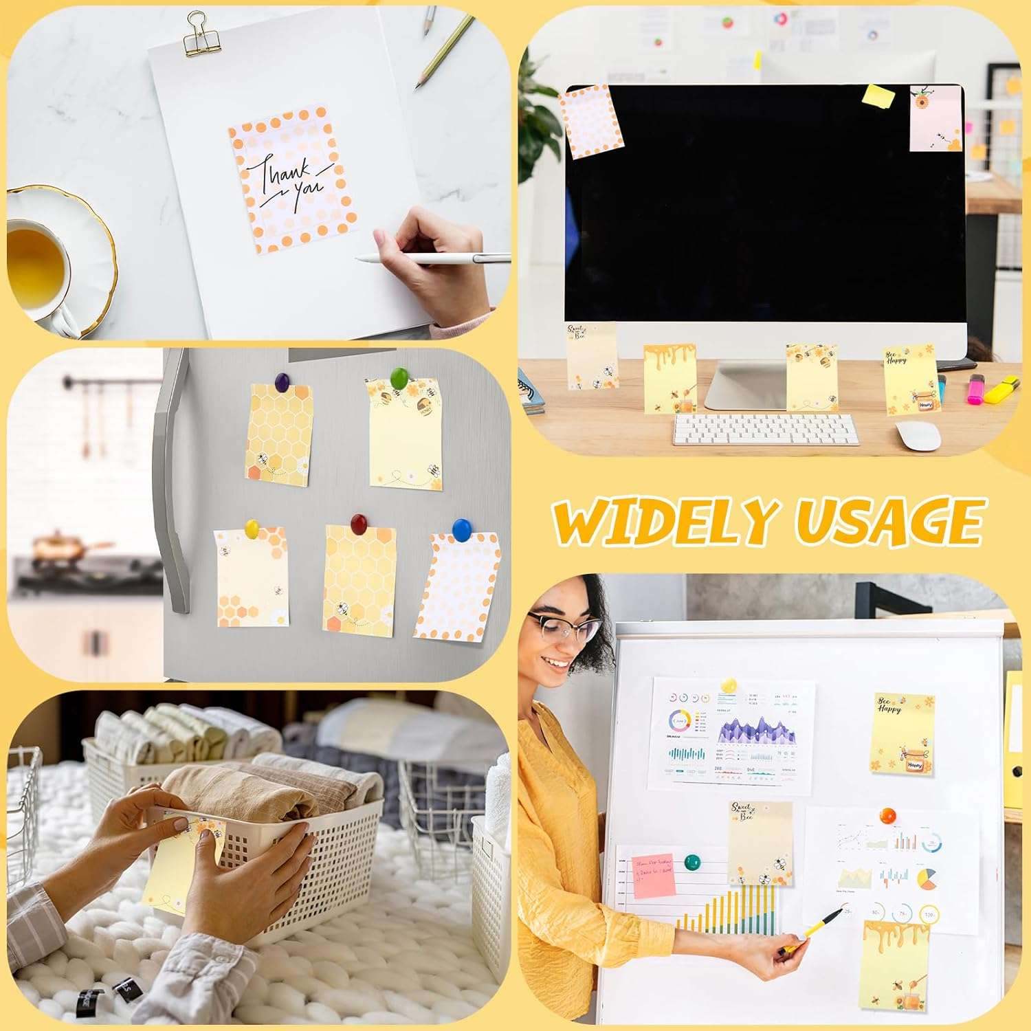 12 Pieces Bee Sticky Notes Bee Notepads Gifts 3x4 Inch Adhesive Honey Memo Notes for Women to Do List for Memo Reminder List for Office Home Supplies Teachers Gift - 5