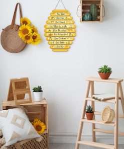 Jetec Bee Decor Plaque Gift Bee Sign Hive Rules Wall Decor Christmas Daisy Ornament for Xmas Home Spring Daisy Sunflower Decorations for Living Room Kitchen - 5