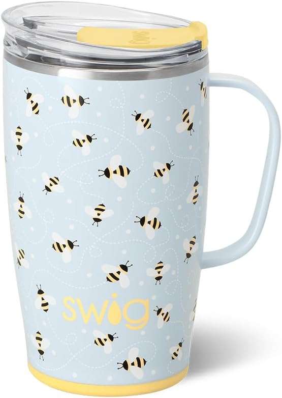 Swig Life 18oz Travel Mug, Insulated Tumbler with Handle and Lid, Cup Holder Friendly, Dishwasher Safe, Stainless Steel, Travel Coffee Cup - 1