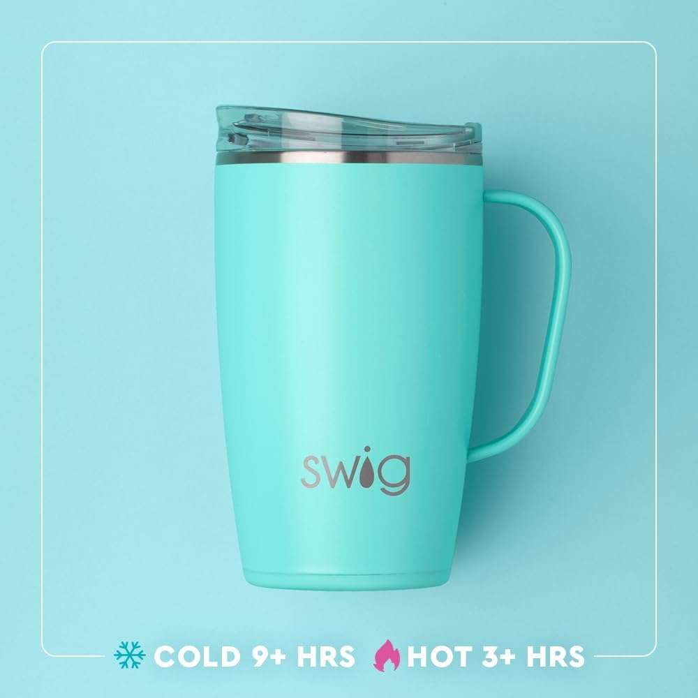 Swig Life 18oz Travel Mug, Insulated Tumbler with Handle and Lid, Cup Holder Friendly, Dishwasher Safe, Stainless Steel, Travel Coffee Cup - 4