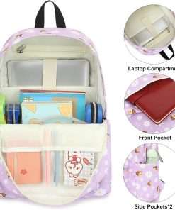 Bee Girls Backpack for School, Kids Elementary School Bag Teens Middle Bookbag Set with Lunch Box Pencil Case - 2