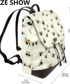Bees Pattern Backpack Purse for Women Men Large Womens Backpack Leather Travel Casual Daypack Fashion Backpack Purse Designer Ladies Shoulder Bags - 2
