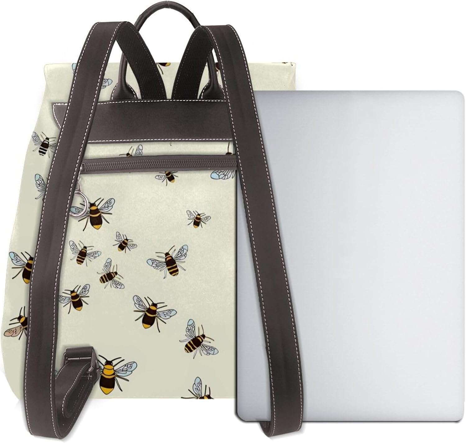 Bees Pattern Backpack Purse for Women Men Large Womens Backpack Leather Travel Casual Daypack Fashion Backpack Purse Designer Ladies Shoulder Bags - 3
